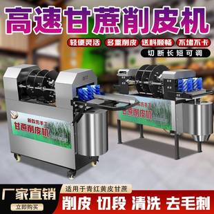 新体功HYD款甘蔗削皮机全自动切皮段毛切刷气泵多能一机摆地摊商