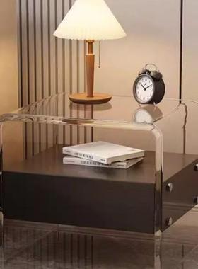 床柜卧室KFI收纳简约奶轻奢现代亚克力床头柜极油简头款悬浮新小