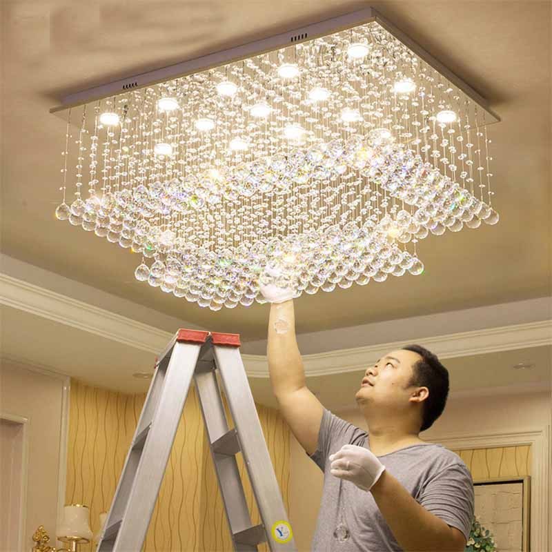 客厅长方形水晶吊灯家用大气