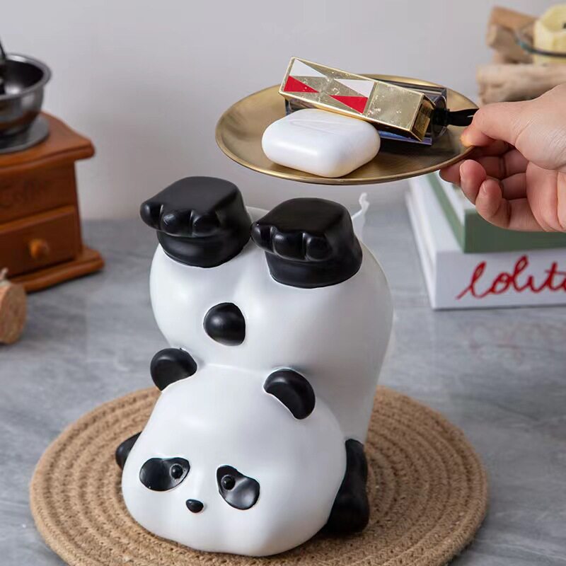 可爱创意熊猫纸盒收纳摆件客厅餐巾纸盒茶几餐桌办公桌家居装饰品