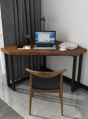 实木角电脑简约办公桌DIO简易拐转角桌书桌家用桌三角桌小户型墙