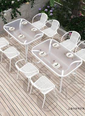 户外桌椅MTI庭院阳台白色室外几闲折露天摆摊防水防晒叠茶餐饮休