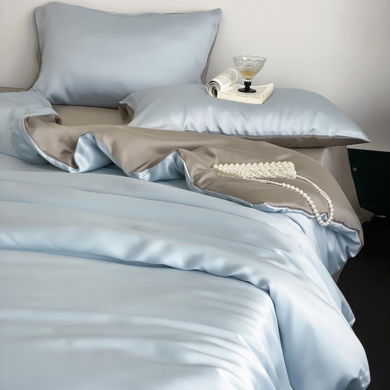 025新款亲肤舒适A类2高支密冰素色QBP冰丝四件套学丝生宿三舍件套