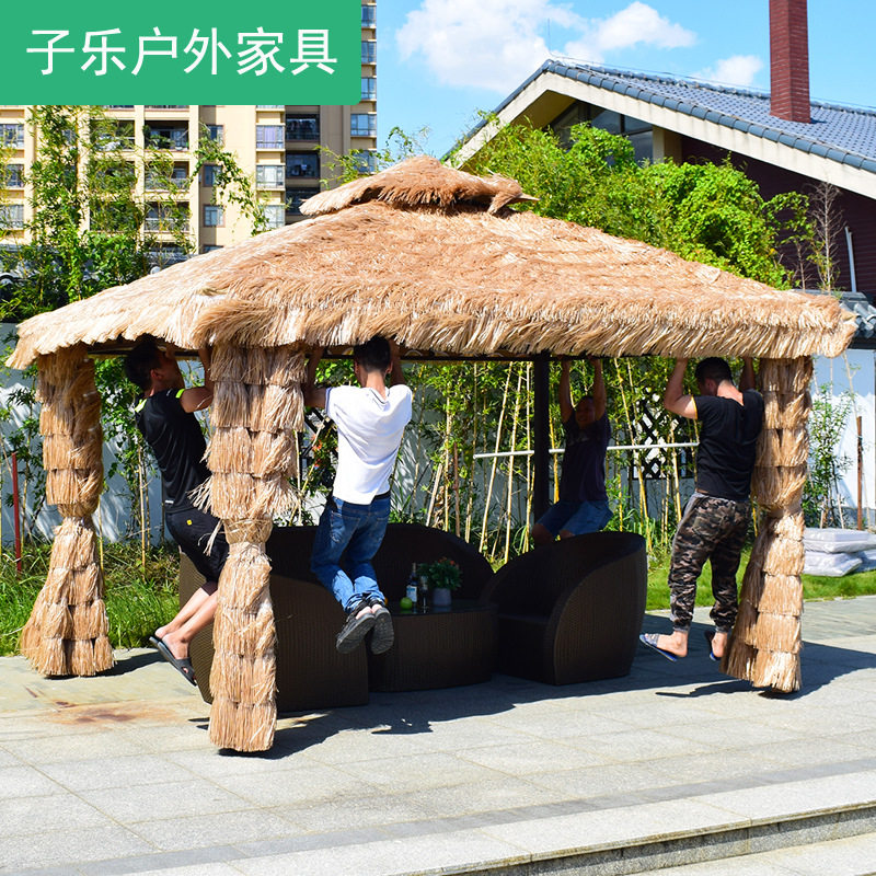 户外茅草亭子遮阳雨棚民宿庭院