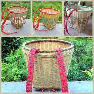 竹背篓竹编背SLI篓塑四川成人手工竹篾料背篼背筐菜收筐纳买采茶