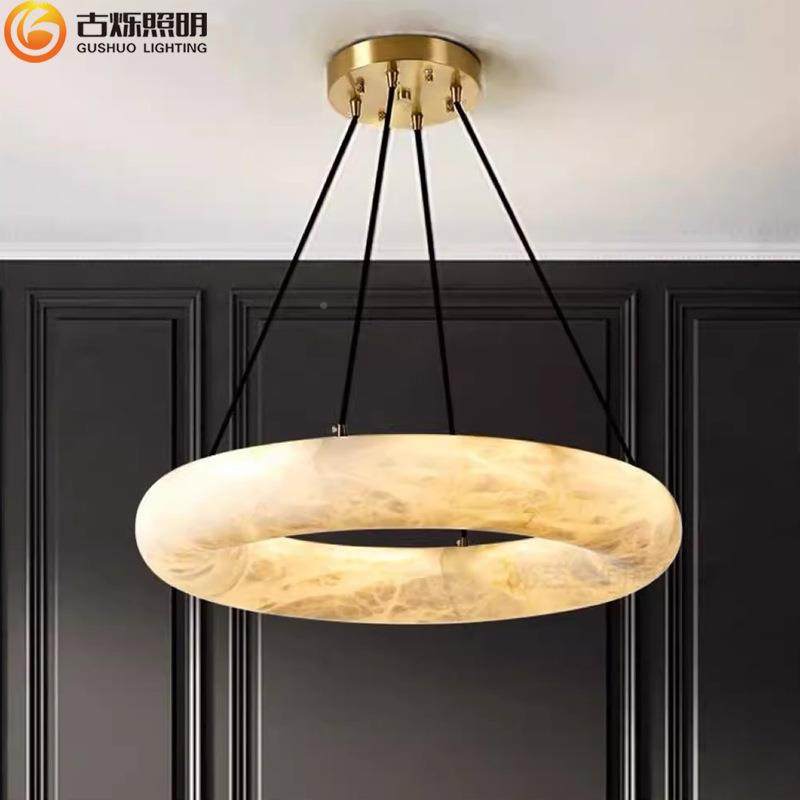 班西牙天然进口墅客厅餐厅复112式别楼轻奢设师款云石吊计灯