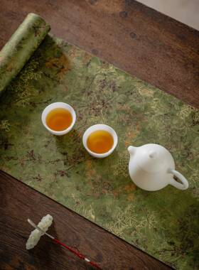 中式仿台云纱茶席防CJL水布面艺茶席复古茶布垫双茶家用干泡置物