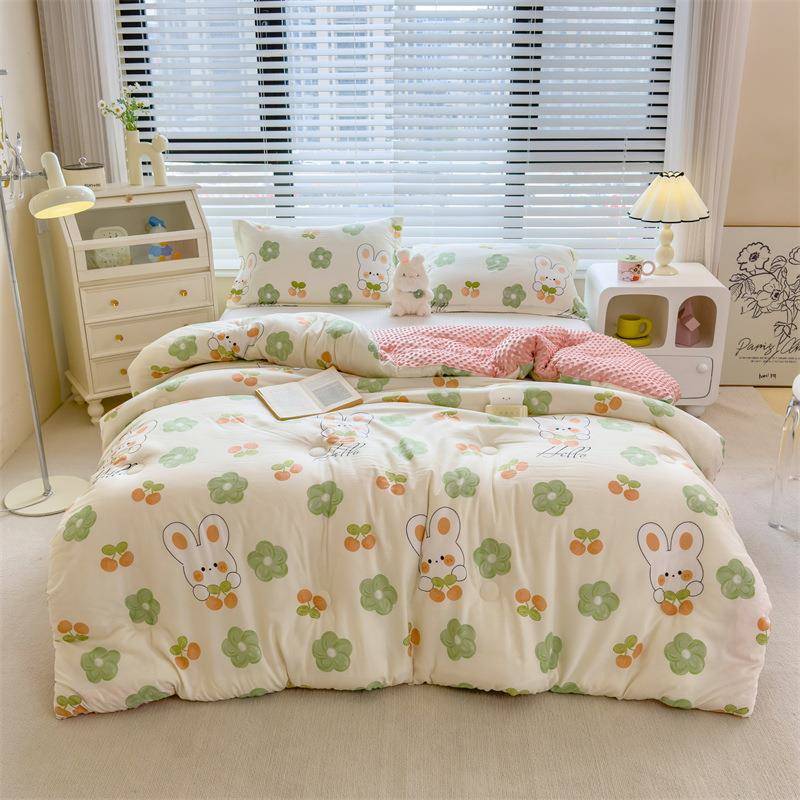 2023新款A类针织宝宝绒豆豆被被子春秋棉被芯大0豆被冬学生宿舍褥