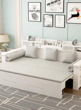 实木沙发简易拉沙发抽拉式房间WNN两用一体物推床沙发沙发储床小