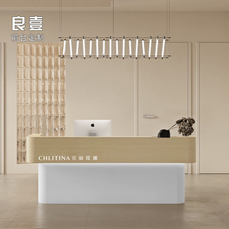 极简日式原木风收银台