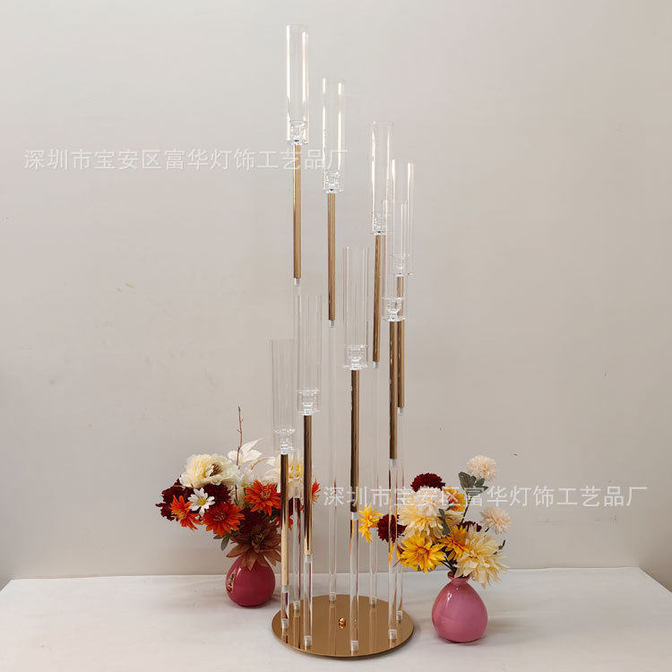 婚庆道具步步高路引实心亚克力铁艺烛台酒店布置摆件婚礼中心装饰