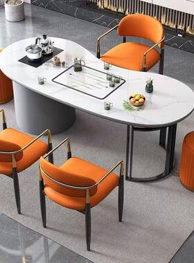 代约岩板茶现台烧水壶一体轻奢家用YEV办公室泡茶桌组合阳台椅茶