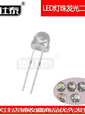 F8草帽粉红光3000MCD透明m直灯珠8mLED发光二管超极高插亮WVG长脚