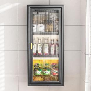 厨房味墙壁置物柜免打孔挂式 F975T96H带门防尘调品调壁料柜用品收