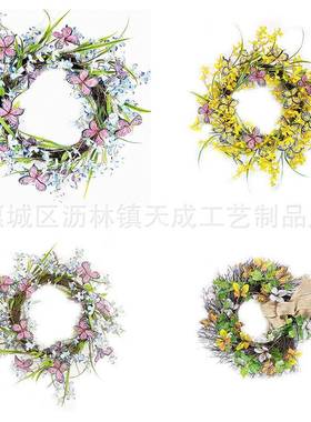 春天仿环真蝴蝶花TC-324门饰商家居壁挂饰饰场橱窗婚礼背景装工艺