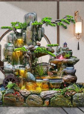 大型假山流水喷泉高鱼山山池水财循环水景办公TB579030室外庭院生