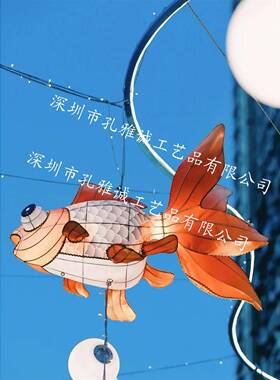 网红打TYV卡俗非鱼传炫舞花灯广州永遗庆坊鲤鱼灯统民手扎金鱼灯