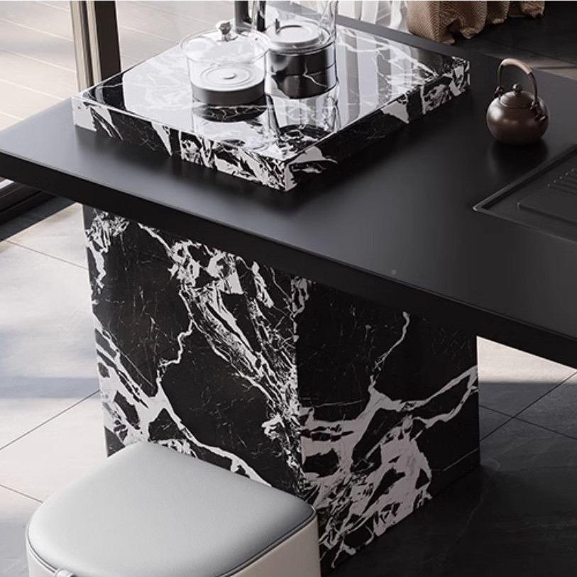 现代简岩板茶桌新椅家用客厅NJU阳台泡茶自桌一体式动上水小茶台