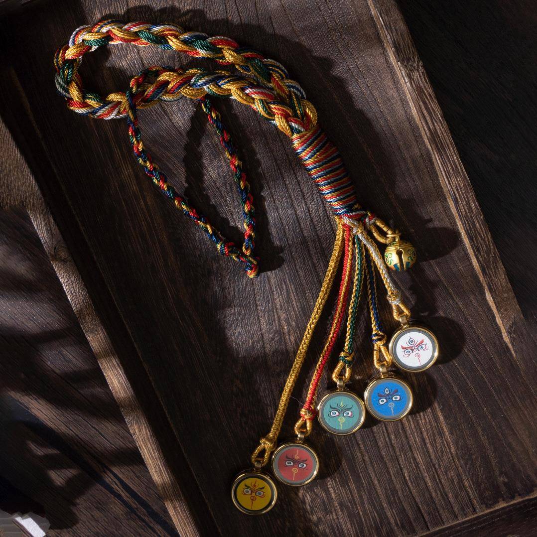 2022564年藏式五路饰唐卡车内编卡五台车挂汽神车吊挂招财纳财福