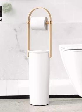 卫生间厕所纸巾架创轻奢木架质免打物孔卷纸TT880236立式意落地置