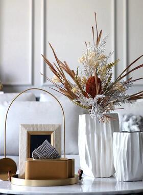 现代简约纸陶瓷瓶样板间茶几折相框纸巾tb-65586盒组合套装售处楼