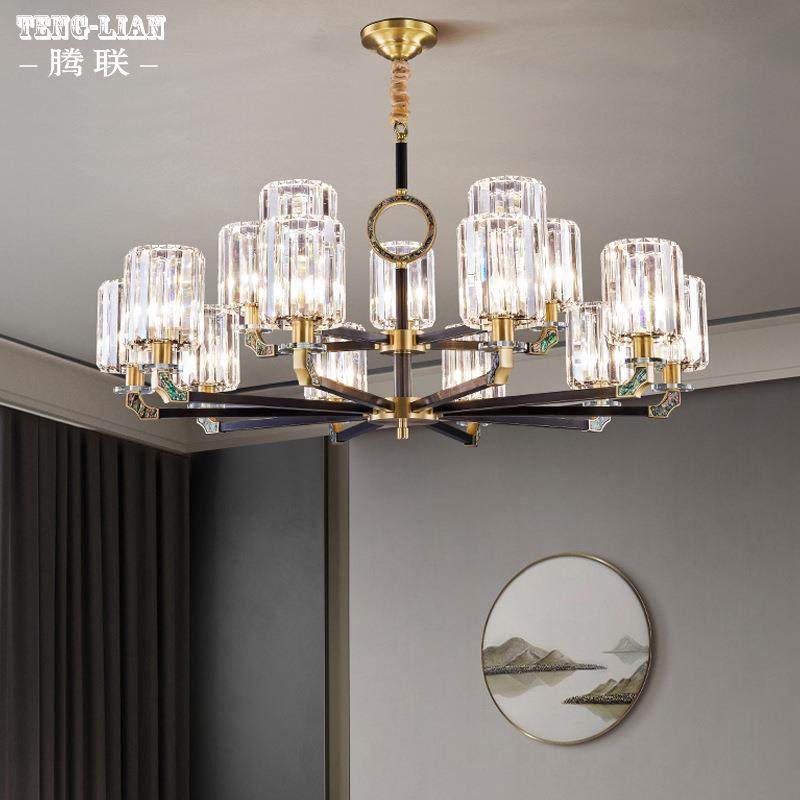 中式轻奢吊全灯客厅7923水晶灯铜现代中国高档卧室餐厅别墅风新吊,家装灯饰光源,智能吊灯,淘宝优惠券,粉丝福利购,淘宝优惠卷