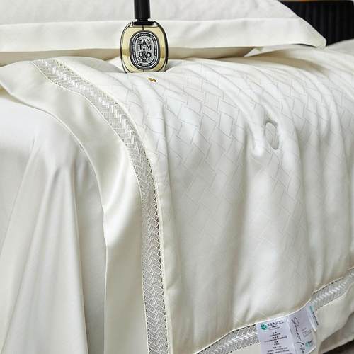 桑蚕丝夏凉6被四件大豆纤维套0支Jfq兰精天丝提花空凋被a夏季类薄