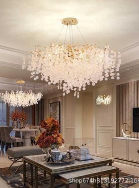 代客厅晶吊灯大气轻奢个性奢华现玻璃主灯欧法78310式水别墅水式