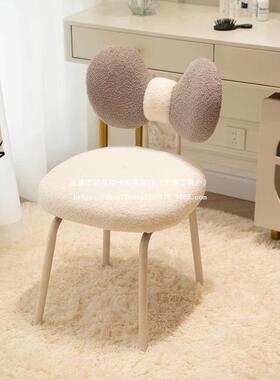 简约蝴旋转化妆凳奶油梳妆椅子女生卧室家用WHK台靠美甲网背红蝶