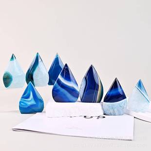 天然蓝缠丝玛瑙原1034-T21石晶摆件水洞晶水原石矿标家居装饰工艺