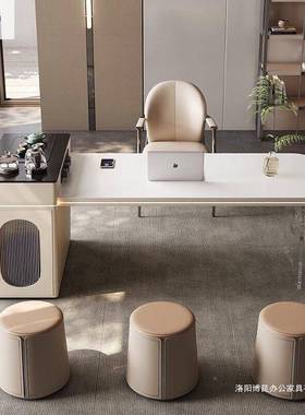 轻奢体意式简餐岛台桌一家用多功能饭桌FVL智岩板能灯带小户型高