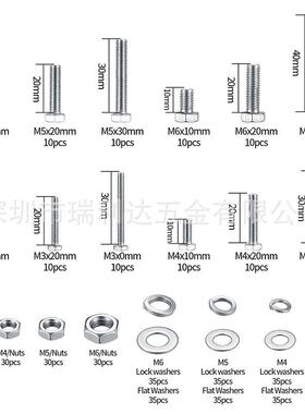 52479pcs304不锈钢外六角螺丝套装组合角六螺外栓螺0母盒装