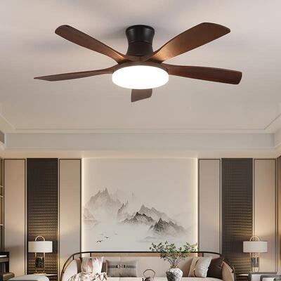 新中实式风桃灯扇灯52882寸吊扇灯客厅卧室书房餐厅木静音胡木色