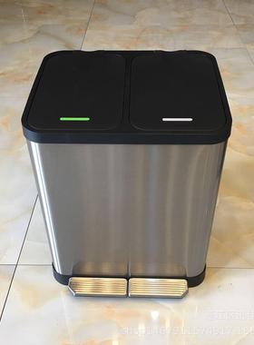 区分类不锈钢小脚踏垃圾桶大容量双桶箱圾家垃用办公LO721GO