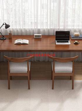 双人书长桌条桌实木腿靠窗靠墙窄桌子办SEC公用桌电脑桌工作家卧