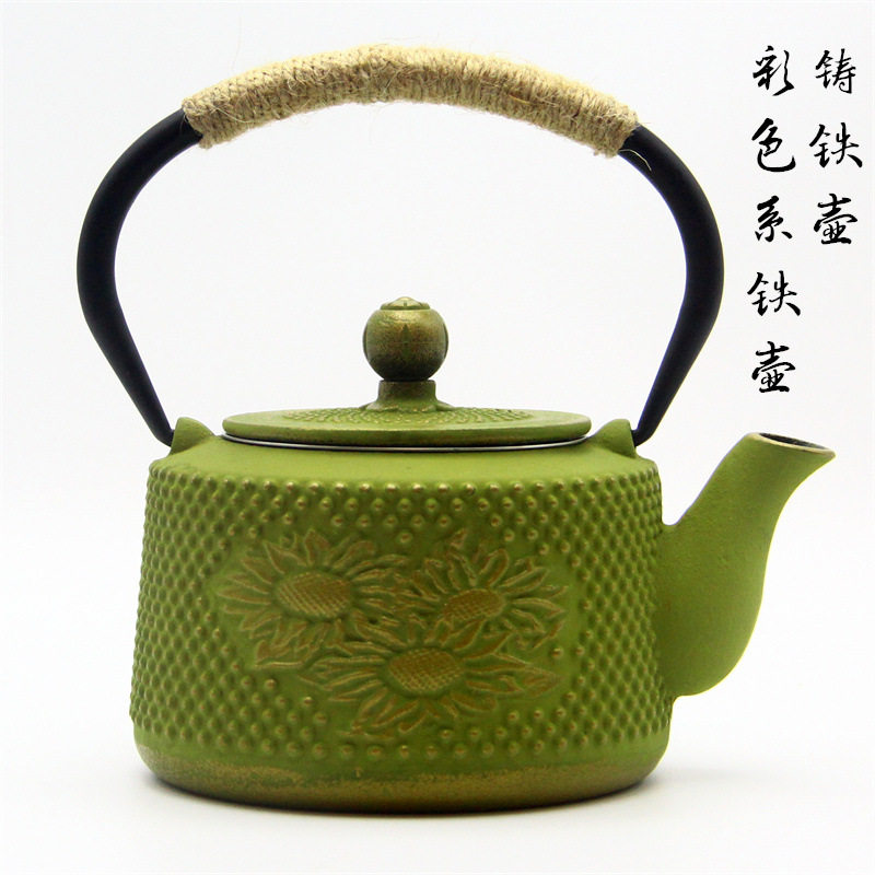 颗粒葵花铁壶欧式手工烧水泡茶铸铁壶过滤网生铁茶壶家用摆件茶具