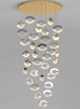 现代简约轻奢l复转式楼吊灯旋转oft寓别墅客308厅公旋挑高楼梯长