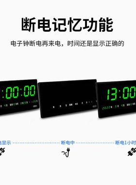 创大屏LED数码电子万河年历客厅光挂静音夜绿色字时钟表钟HEHEC-0