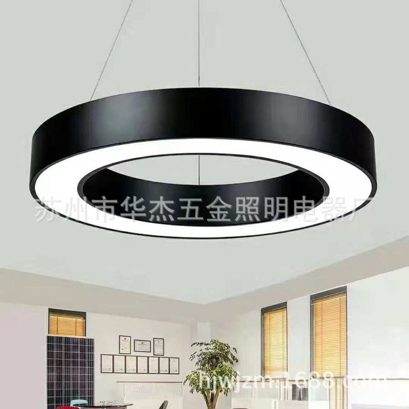 圆形简约铁艺六边形工程环形现代个性创意办公室LED异形吊灯具
