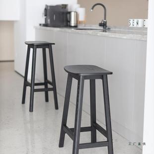 森川马鞍吧凳木吧台椅商实985用酒吧台高凳家前用简约白蜡木脚岛