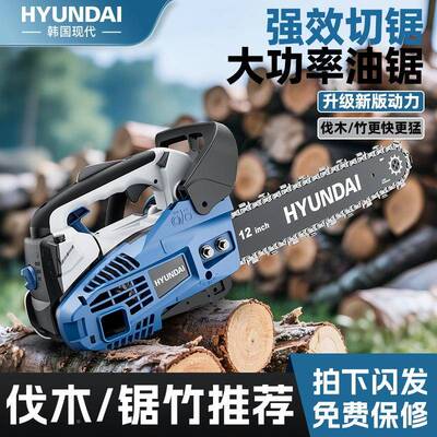 新款E10446口进小锯型汽油锯家用单手持轻便进口伐木锯12毛寸砍树