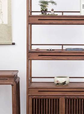 新置中式实木书架家用卧室展示式架多zzh20240宝格中书架房博古储