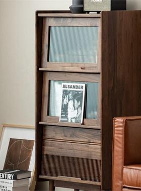 北胡桃全实木餐边柜边柜黑桃木书柜白樱橡美木单门原KWM木柜客厅