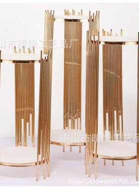 新款婚景庆架道具金色花路引三件套置婚礼宴会厅场布VNJ镀金铁艺