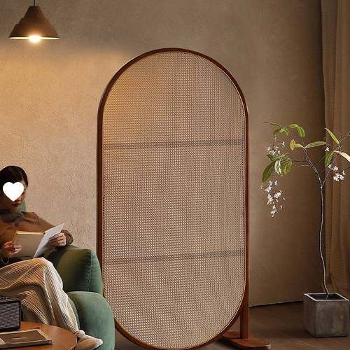 中对古藤编学屏风隔断法式客入户门遮985挡宋美移动折叠玄关厅卧