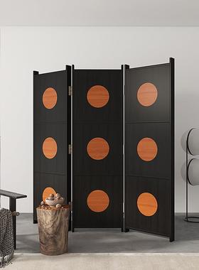 复古屏风艺隔断YSL23-08可折叠移动设古计款中师小型术实木帘黑色