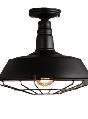 lo村ft复古工卧业吸顶灯42875美式乡客厅室简约阳台网罩风铁艺吸