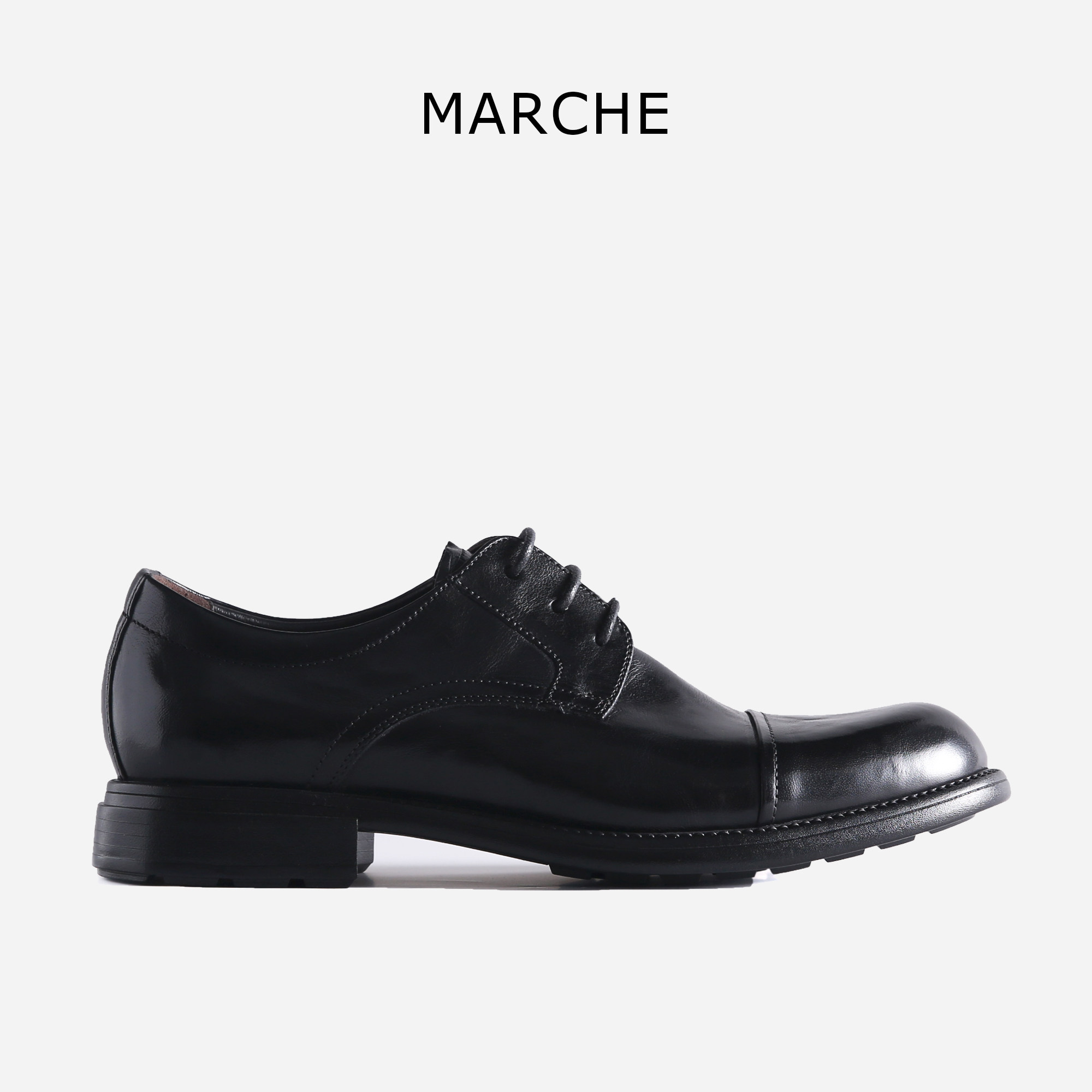马乐凯Marche新款高端三接头德比胎牛皮商务正装时尚手工休闲皮鞋