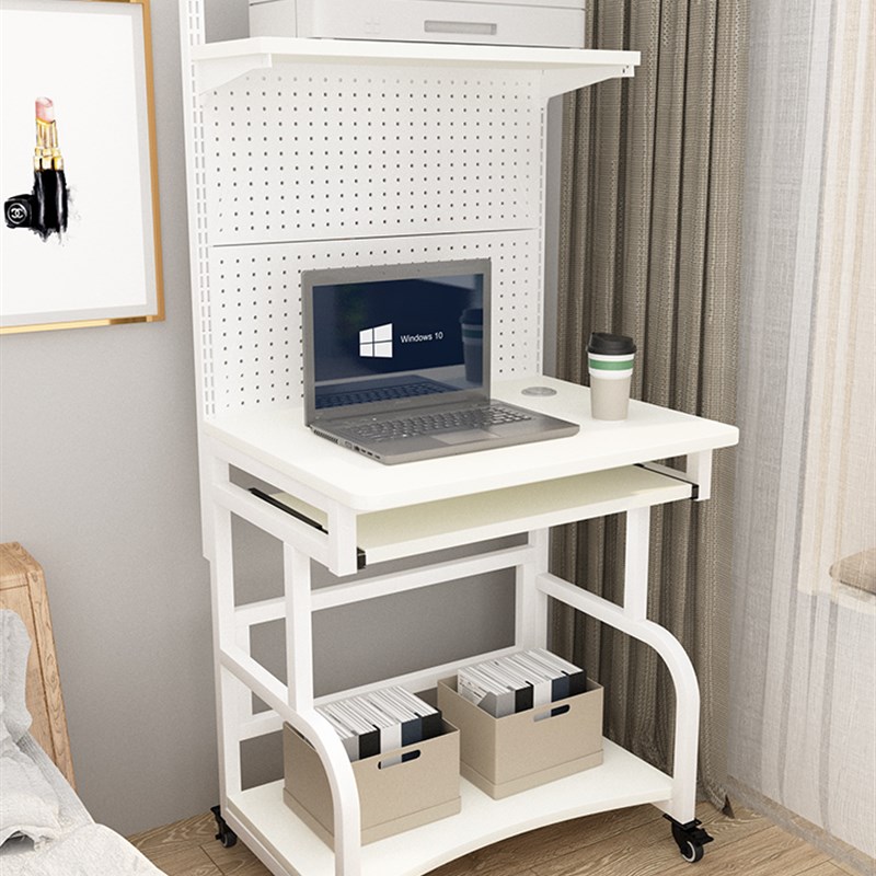 可移动书桌小户型简易电脑台式桌带轮小型洞洞板单人家用小尺寸枱