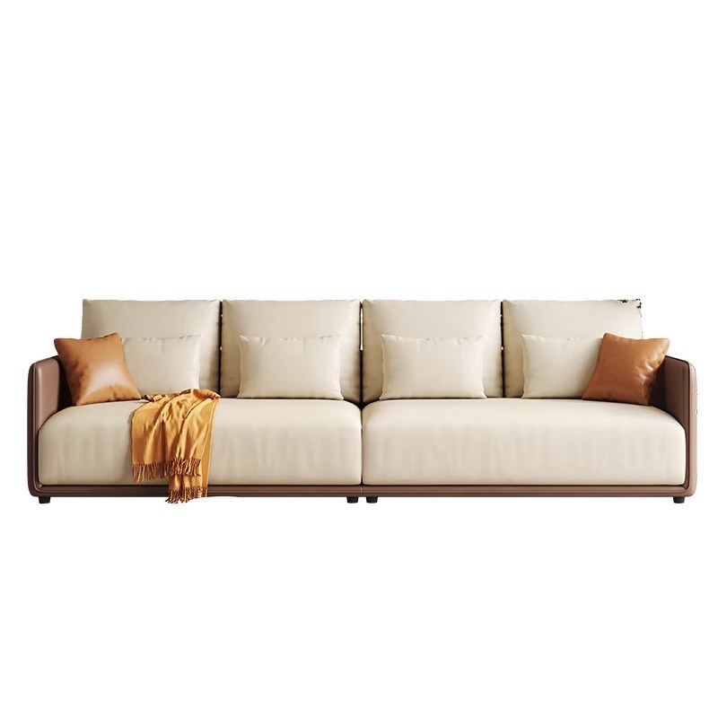 意式极简科技布艺沙发2023年新款侘寂风现代简约转角皮布结合沙发